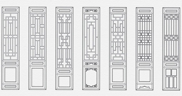 北大镇常用中式仿古花窗图案隔断设计图